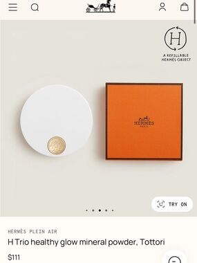 NIB Hermès H Trio Healthy Glow Mineral Powder AND refill. Shade - Sahara